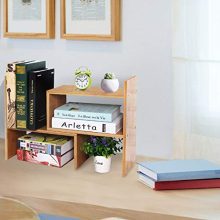 VSADEY Desk Storage Organizer Bamboo Adjustable Desktop Organizer Display