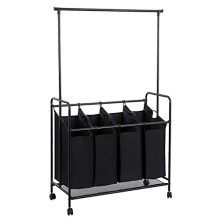 JKRED Heavy-Duty Trolley Type 4-Bag Rolling Laundry Sorter