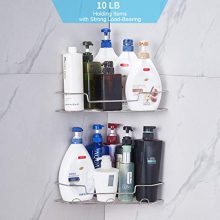 AmazerBath Adhesive Bathroom Corner Shower Shelf Corner Shower Caddy
