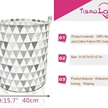 TIBAOLOVER 19.7" Large Sized Waterproof Foldable Canvas Laundry Hamper Bucket