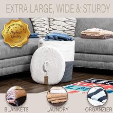 Large Laundry Basket with Lid, Tall Laundry Hamper with Lid, Cotton Rope Basket