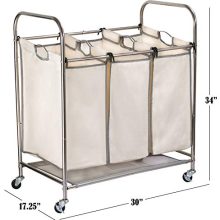 Rolling Laundry Sorter Cart - Durable Metal Frame, Lockable Wheels
