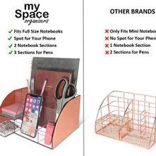 Rose Gold Desk Organizer Office, Acrylic, 9 Compartments, Office Supplies Desk