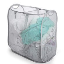 Smart Design Slim Pop-Up Laundry Hamper w/Center Divider & Portable Handles