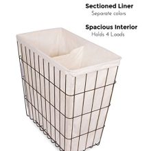 BIRDROCK HOME Wire Double Laundry Hamper with Liner
