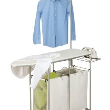 Honey-Can-Do Rolling Laundry Sorter with Ironing Board and Shirt Hanger