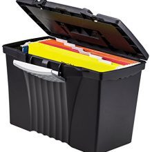Storex Portable File Box with Organizer Lid, 17.13 x 9.63 x 11 Inches