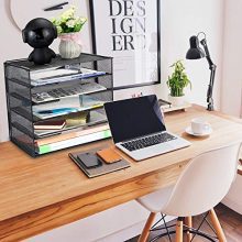 Samstar Paper Letter Tray, Mesh Desk File Organizer with 5 Tier Shelf and Sorter