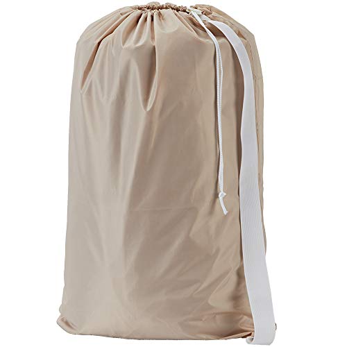 HOMEST XL Nylon Laundry Bag with Strap, Machine Washable Large Dirty Clothes Organizer, Easy Fit a Laundry Hamper or Basket, Can Carry Up to 4 Loads of Laundry, Beige, (Patent Pending)