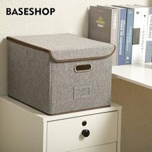Collapsible File Box with Lid [2-Pack] Decorative Documents Storage Organizer