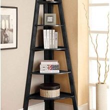 SSLine 5 Shelf Corner Bookshelf Corner Ladder Shelf Wood