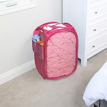Smart Design Deluxe Mesh Pop Up Square Laundry Hamper w/ Side Pocket