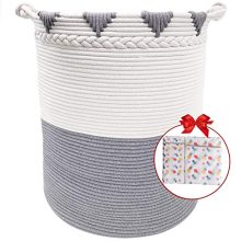 TerriTrophy XXXL Large Laundry Basket Cotton Rope Basket 22in x 16in x 16in Woven Laundry Hamper Blanket Storage Baskets for Towel, Toys, Diaper, Hamper