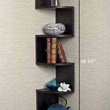Greenco 5-Tier Wall-Mount Corner Shelves – Elegant Espresso Finish for Home, Office, or Dorm Room