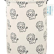LANGYASHAN Storage Bin，Canvas Fabric Collapsible Organizer Basket for Laundry Hamper,Toy Bins,Gift Baskets, Bedroom, Clothes,Baby Nursery(Lion)