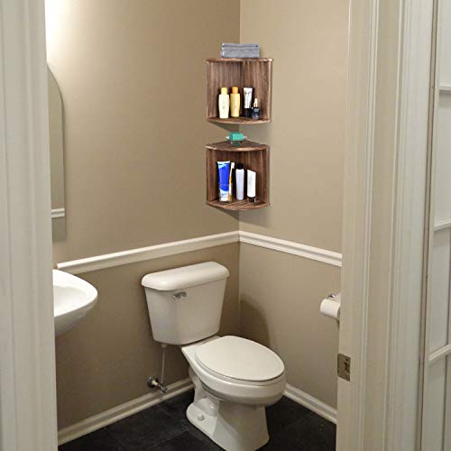 Emfogo Corner Wall Shelves Rustic Wood Floating Corner Shelves