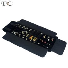 Jewelry Roll Bag Portable Carring Case Black Velvet