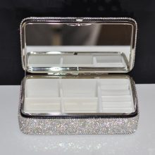 Diamond Square Jewelry Box Travel Portable Mirror Makeup