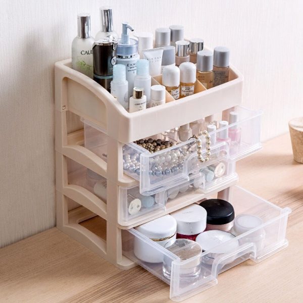 Plastic Makeup Organizer Two-Layers Jewelry Box Cosmetic