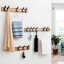 Wooden Hooks Clothes Coat Hanger Stand Storage Slide