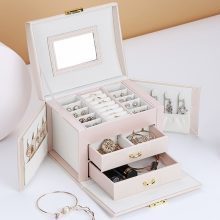 Large Capacity Jewelry Box Storage PU Leather Necklace