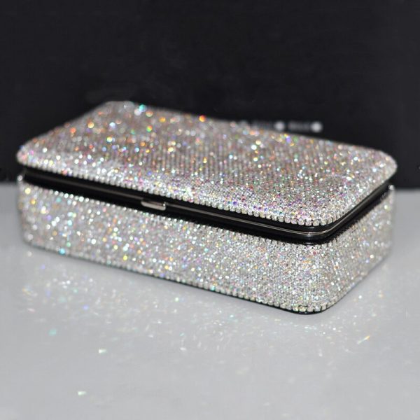 Diamond Square Jewelry Box Travel Portable Mirror Makeup