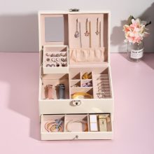Jewelry Box Multi-Layer Large Velvet Watch Earring Necklace Ring