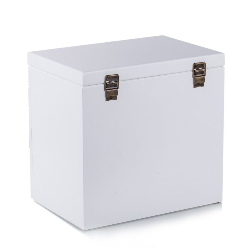 White Large Wooden Jewelry Box Velvet