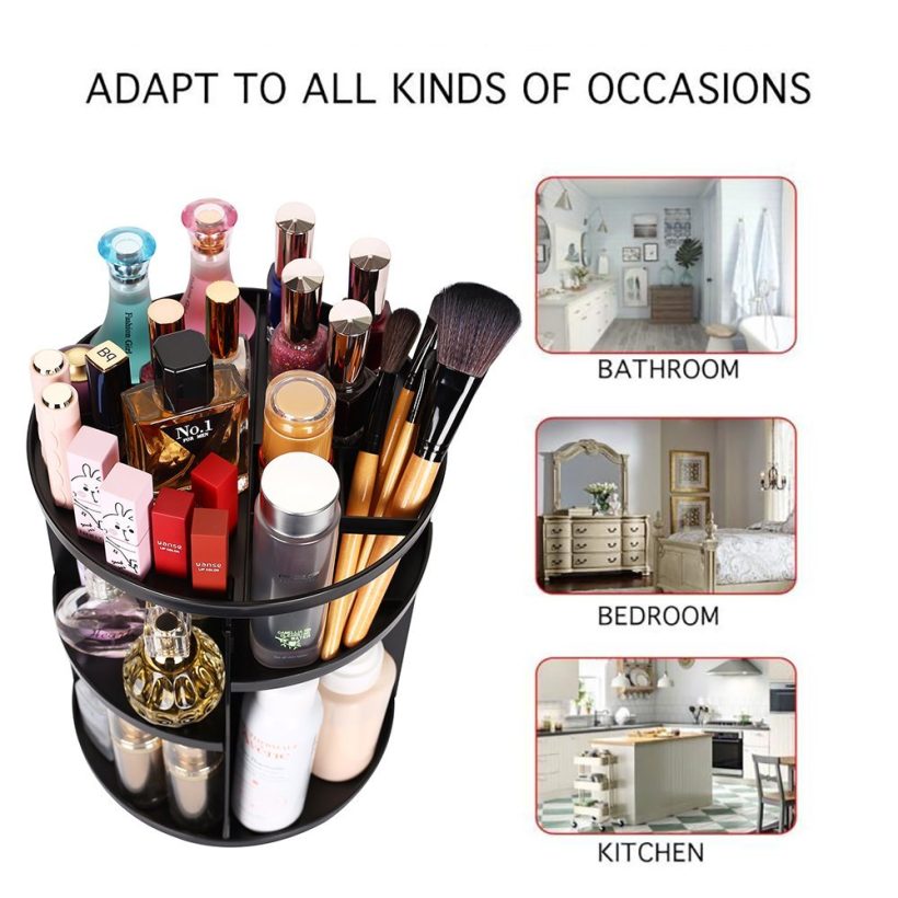 360 Rotating Makeup Organizer Cosmetic Storage Rack Brush Holder