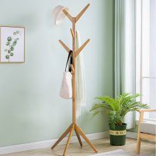 Solid Wood Floor Coat Rack Free Standing Wood Tree Coat