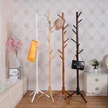 Premium Wooden Coat Rack Free Standing With 8 Hooks