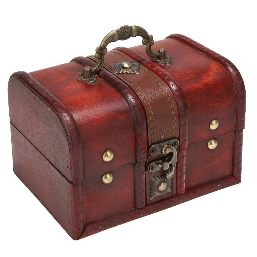 2Pcs Retro Wooden Jewelry Storage Box Small