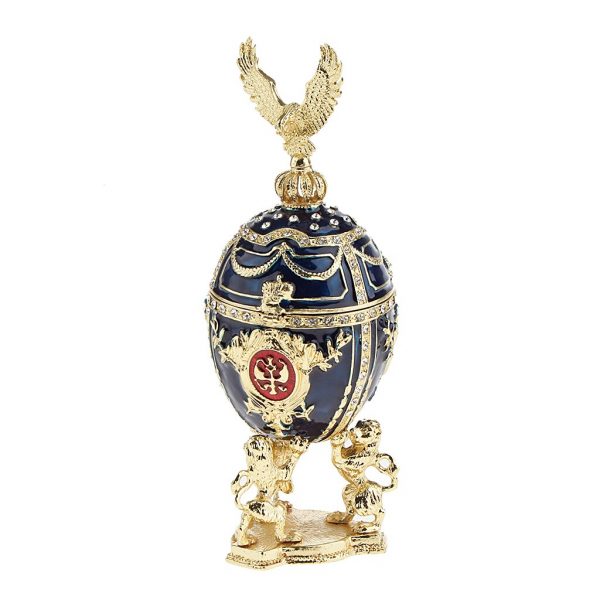 Elegant Blue Retro Jewelry Egg Box - Handcrafted Easter Egg Jewelry Display