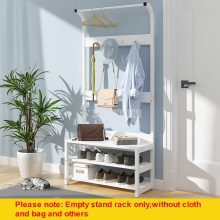 170cm Simple Multi-Hook Clothing and Shoes Stand Rack Wood