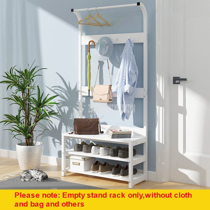 170cm Simple Multi-Hook Clothing and Shoes Stand Rack Wood