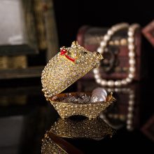Qifu Handicraft cute pig fill of diamonds metal jewelry box