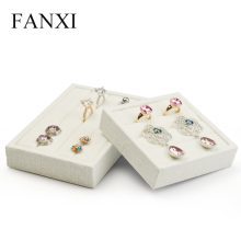 Cream-white Jewelry Finger Ring Display Tray Wrapped