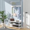 170cm Simple Multi-Hook Clothing and Shoes Stand Rack Wood