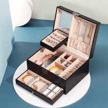 Jewelry Box Multi-Layer Large Velvet Watch Earring Necklace Ring