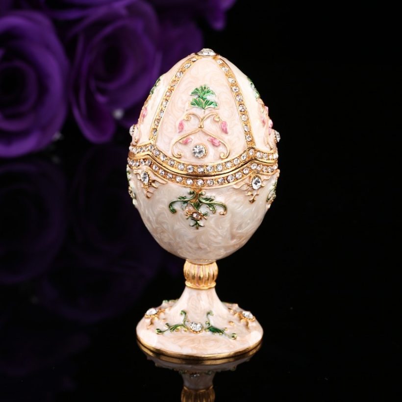 Qifu hot sale Handicraft faberge egg shape metal jewelry box