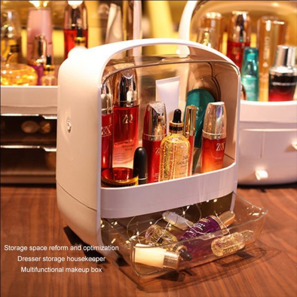 Large Capacity INS Makeup Organizer - Elegant Cosmetic Storage Box with Clear Drawers