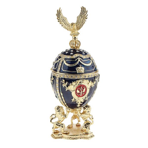 Elegant Blue Retro Jewelry Egg Box - Handcrafted Easter Egg Jewelry Display