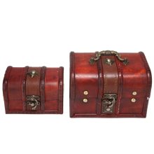 2Pcs Retro Wooden Jewelry Storage Box Small