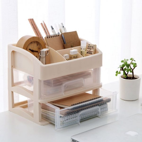Plastic Makeup Organizer Two-Layers Jewelry Box Cosmetic