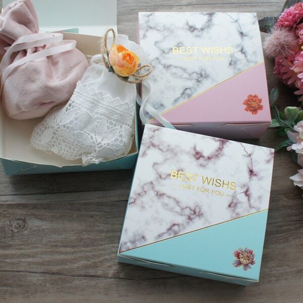 Pink Blue Gold Marble Design Paper Box Gift