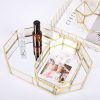 Golden Cosmetic Tray Polygon Glass Makeup Organizer