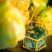 Personalized Simple Moss Jewelry Box – Clear Glass Wedding Ring Holder Box
