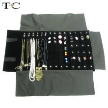 Jewelry Roll Bag Portable Carring Case Black Velvet