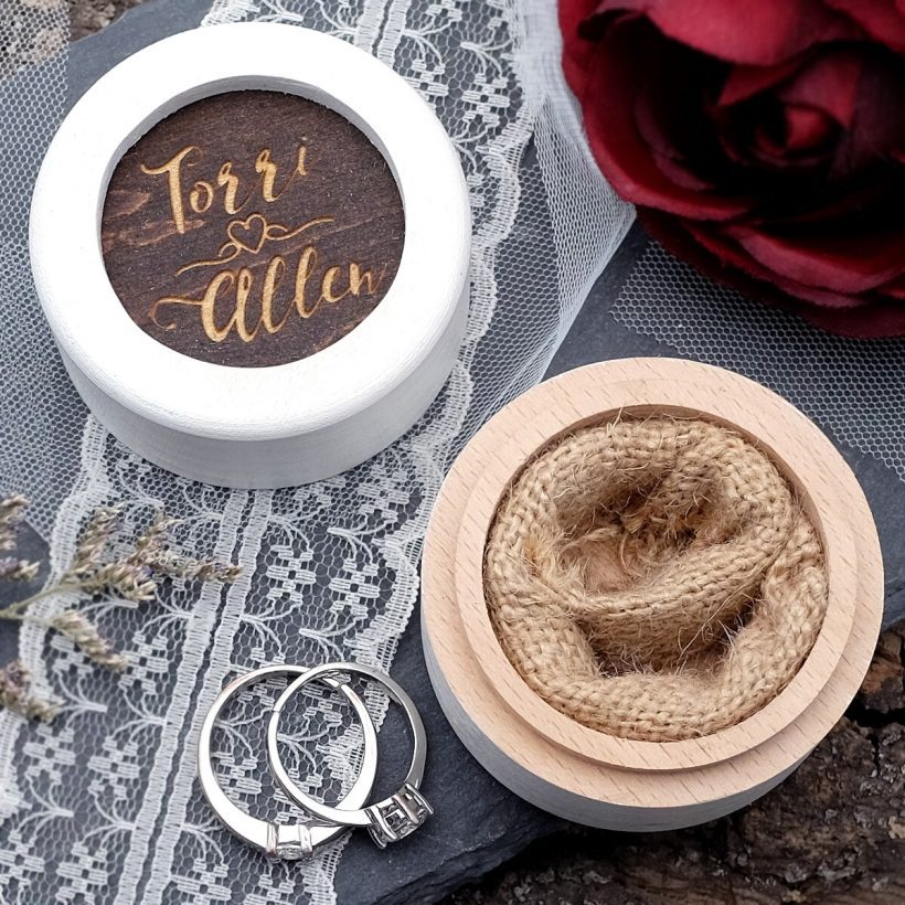 Personalized Wedding Ring Box Rustic Ring Bearer Box