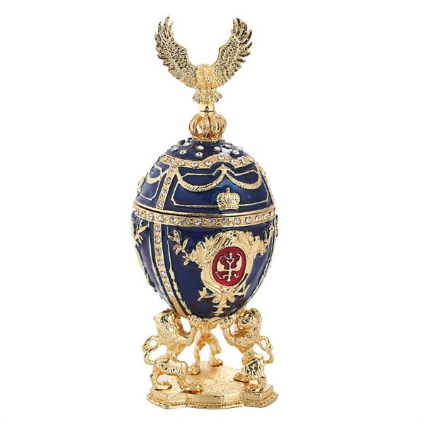 Elegant Blue Retro Jewelry Egg Box - Handcrafted Easter Egg Jewelry Display